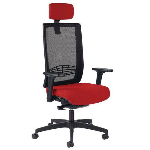 Fauteuil KIO HD résille noir avec Têtière et Acc Reg Rouge thumbnail image 1
