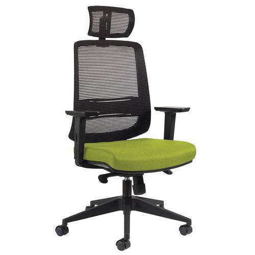 Fauteuil NOVY Eco HD résille Noir avec Têtiere et Acc Vert thumbnail image 1