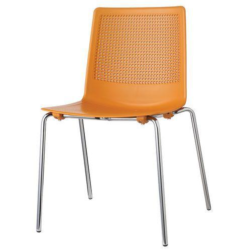 Lot de 2 chaises PERFY 4 pieds chromés coque polypro Orange thumbnail image 1
