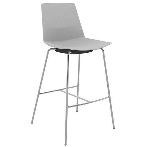 Tabouret haut CLUE coque polypro gris 4 pieds chromés thumbnail image 1