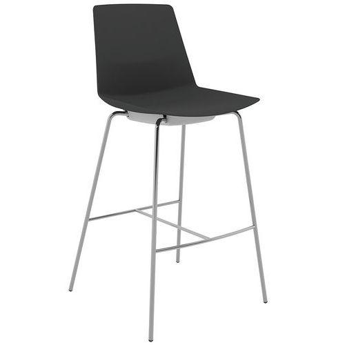 Tabouret haut CLUE coque polypro noir 4 pieds chromés thumbnail image 1