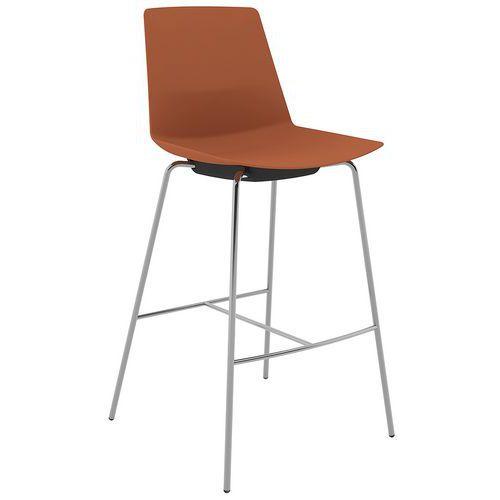 Tabouret haut CLUE coque polypro chocolat 4 pieds chromés thumbnail image 1