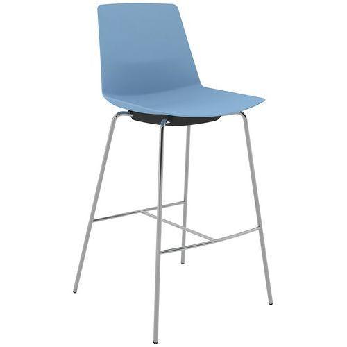 Tabouret haut CLUE coque polypro bleu 4 pieds chromés thumbnail image 1
