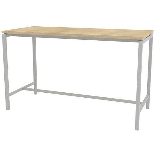Table réunion haute Creo 180x80 cm pied 9006 Alu plateau chêne thumbnail image 1