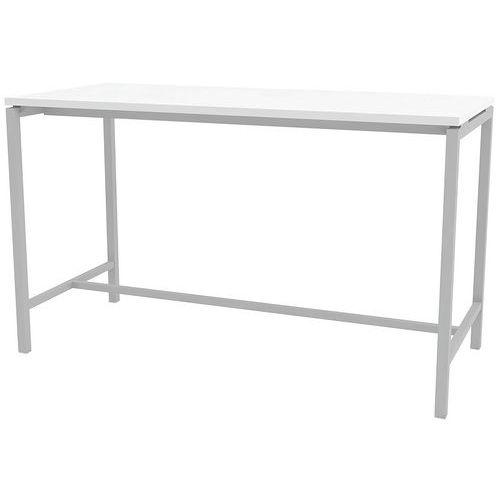 Table réunion haute Creo 180x80 cm pied 9006 Alu plateau blanc thumbnail image 1
