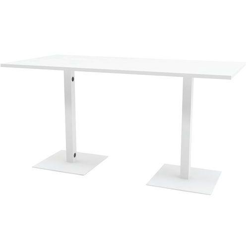 Table réunion haute Greko 210x100 cm 2 pieds 9016 blanc plateau blanc thumbnail image 1