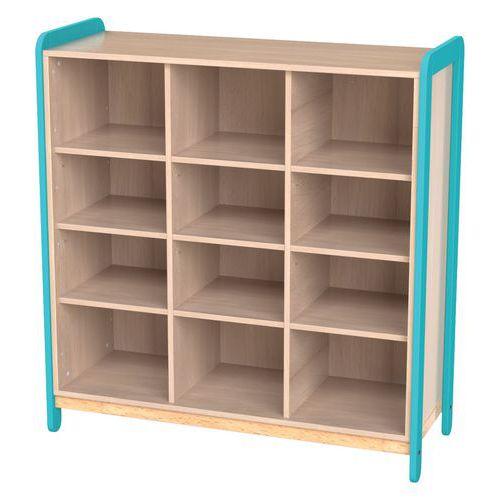 Meuble 3 colonnes 12 niches Lili hauteur 137 cm coloris bleu turquoise thumbnail image 1