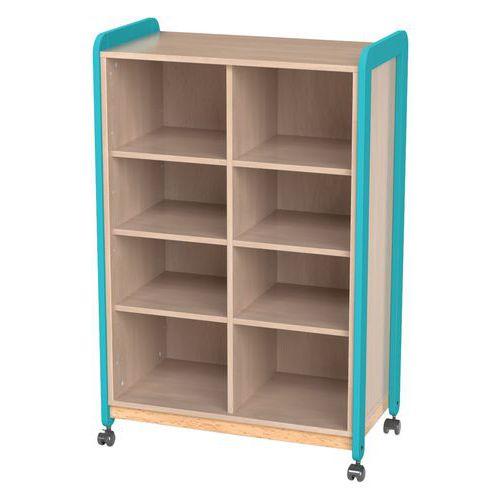 Meuble Lili 2 colonnes 8 niches avec roulettes hauteur 137 cm coloris turquoise thumbnail image 1