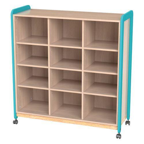 Meuble Lili 3 colonnes 12 niches avec roulettes hauteur 137 cm coloris turquoise thumbnail image 1