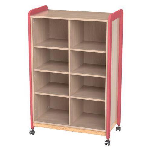 Meuble Lili 2 colonnes 8 niches avec roulettes ht 137 cm corail thumbnail image 1