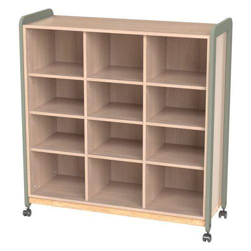 Meuble Lili 3 colonnes 12 niches avec roulettes hauteur 137 cm kaki thumbnail image 1