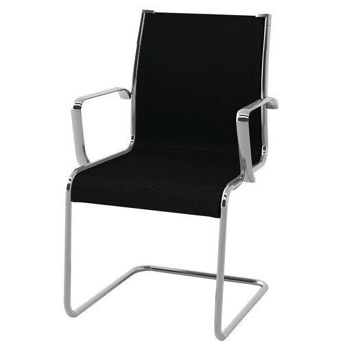 Fauteuil visiteur Dekora pied chromé résille coloris Noir thumbnail image 1
