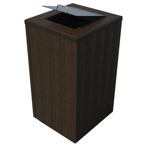 Poubelle Equilibre 140 L avec couvercle trappe porte sac - marron thumbnail image 1