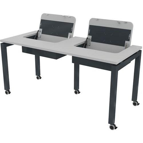 Poste écran rabattable Arcade mobile 2 places 160x70 cm - gris/anthracite thumbnail image 1