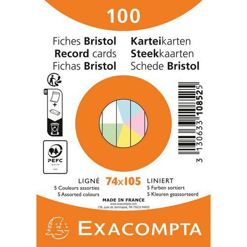 Fiche Bristol sous film ligné non perforé - Paquet de 100 - Exacompta thumbnail image 1
