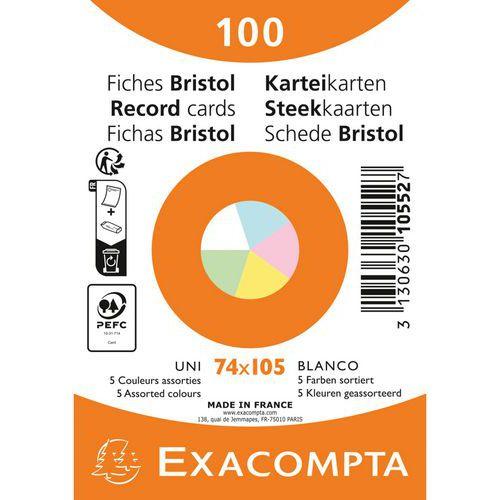 Illustration de : Fiche Bristol sous film uni non perforé - Paquet de 100 - Exacompta