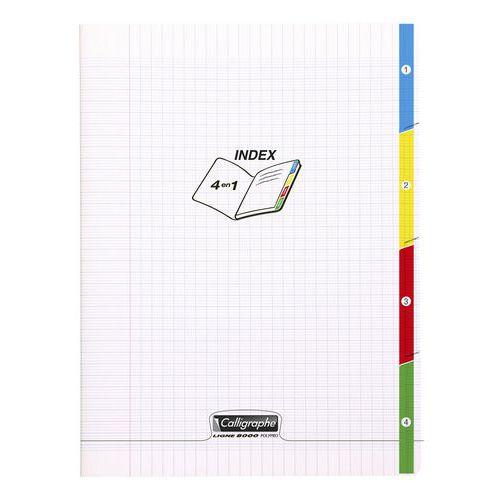 Illustration de : Cahier 4 en 1 polypropylène 96 pages seyes 90g 24 x 32cm - Calligraphe