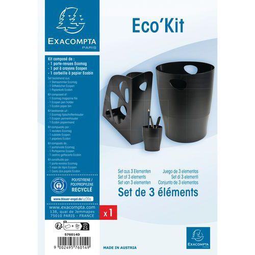 Illustration de : Kit Corbeille à papier avec pot crayon et porte-revues ÉCO - Exacompta