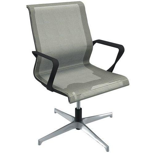 Fauteuil visiteur Dinamica pied coloris blanc dossier et assise résille thumbnail image 1