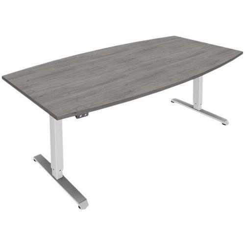 Table tonneau Oréa réglable en hauteur 200x100cm Chêne gris/Blanc thumbnail image 1