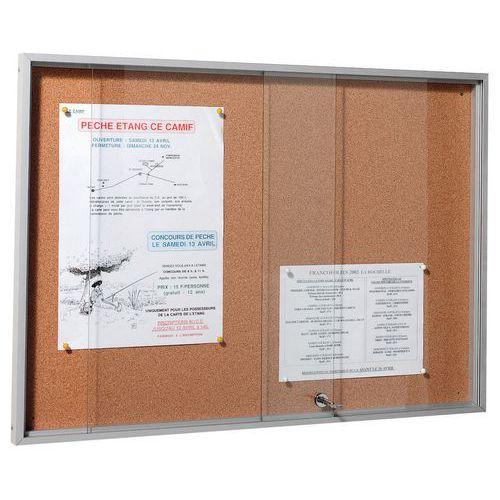 Illustration de : Vitrine fond liège porte coulissante Millénium Planorga