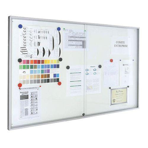 Illustration de : Vitrine fond tôle porte coulissante Millénium Planorga