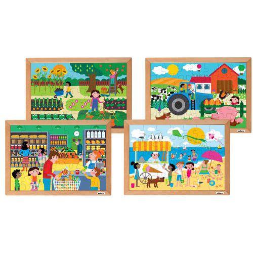 Illustration de : Puzzles mathématiques sur le sens des nombres - ensemble de 4 - Educo