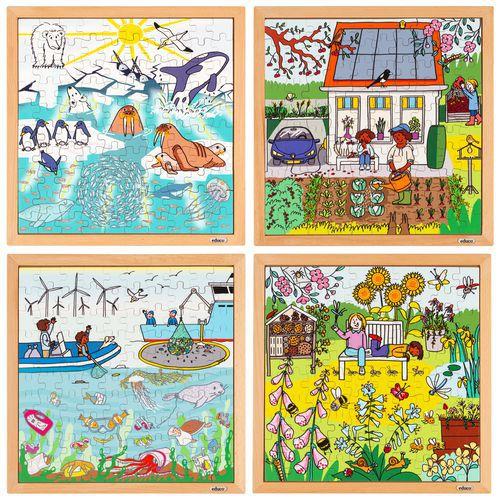 Illustration de : Puzzles sur la nature et le climat - ensemble de 4 - Educo
