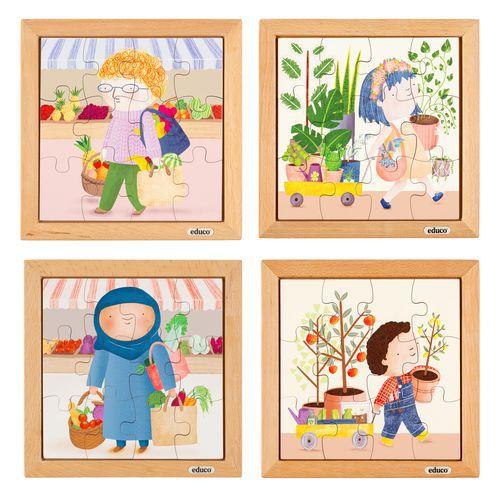 Illustration de : Mon sac de courses - ensemble de 4 - Educo