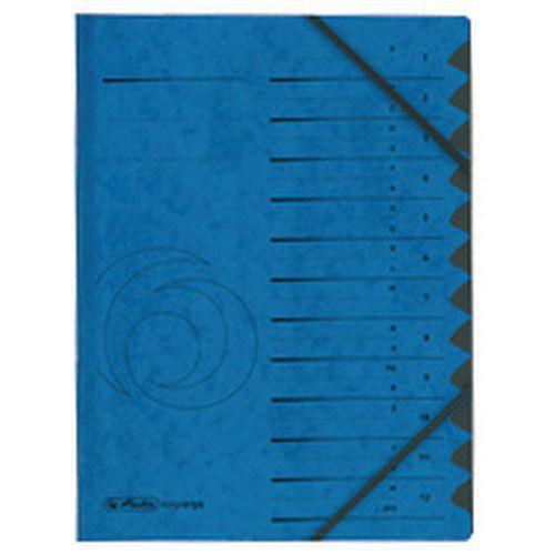 Lot de 6 Trieur easyorga, A4, carton, 12 compartiments, bleu thumbnail image 1