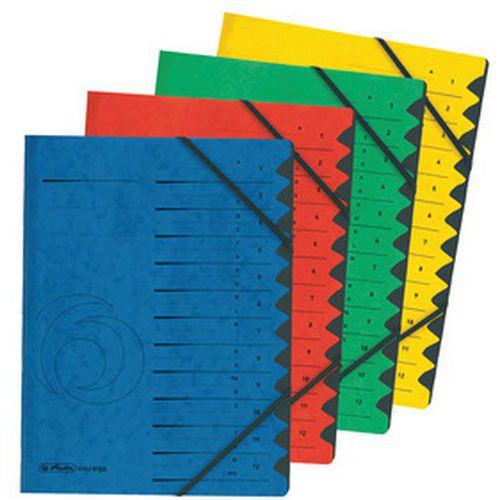Lot de 6 Trieur easyorga, A4, carton, 12 compartiments, vert thumbnail image 1