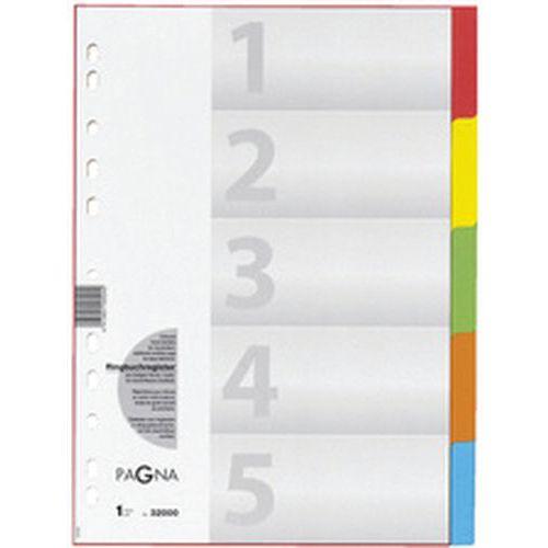 Set de 12 Intercalaires carton, A4, 5 positions, 5 couleurs thumbnail image 1