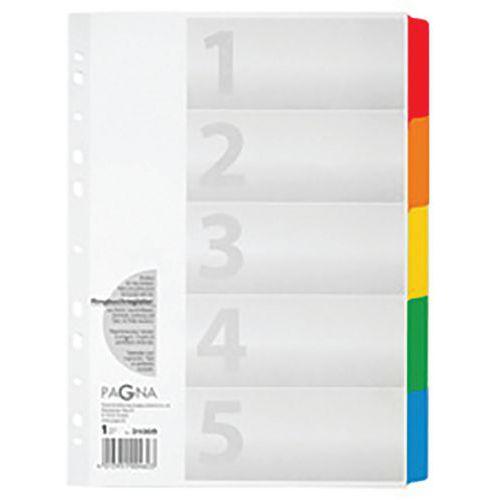 Set de 12 Intercalaire carton, A4, 5 touches, 5 couleurs thumbnail image 1