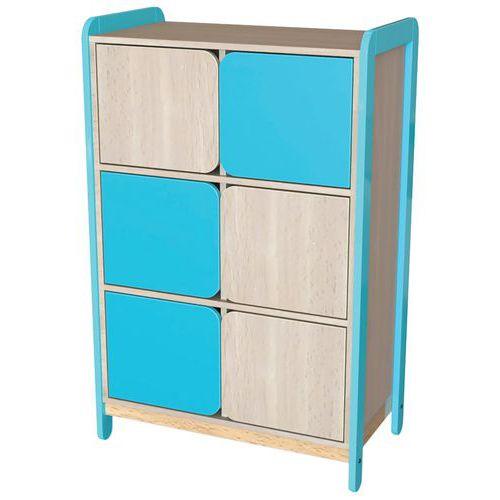 Meuble Lili  hauteur 137 cm 2 colonnes 6 portes coloris bleu turquoise thumbnail image 1