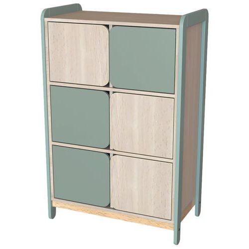 Meuble colonnes avec portes Lili 2 col/6portes Ht 137 cm kaki thumbnail image 1