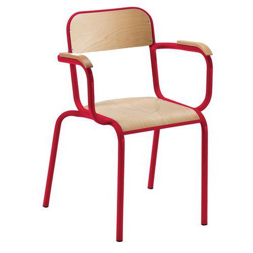 Fauteuil de maître avec accoudoirs bois, coloris rouge RAL 3000 thumbnail image 1