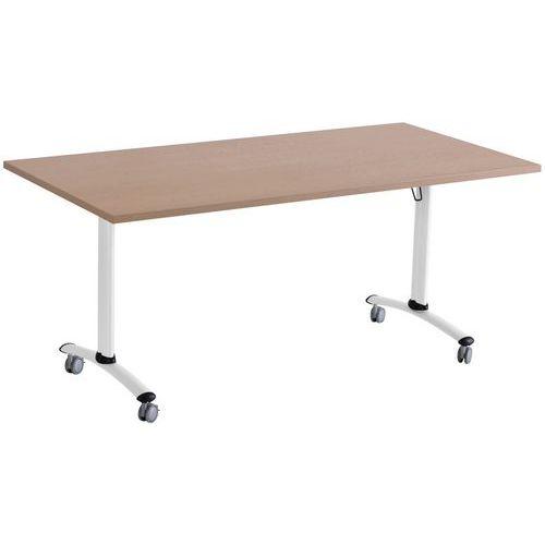 Table pliante Axe rectangulaire 120x68 cm coloris hêtre/blanc thumbnail image 1