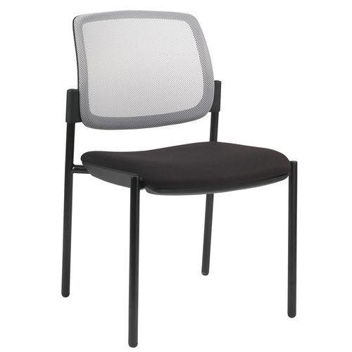 Lot 2 Chaises visiteurs Ritz dossier résille gris clair assise noire thumbnail image 1