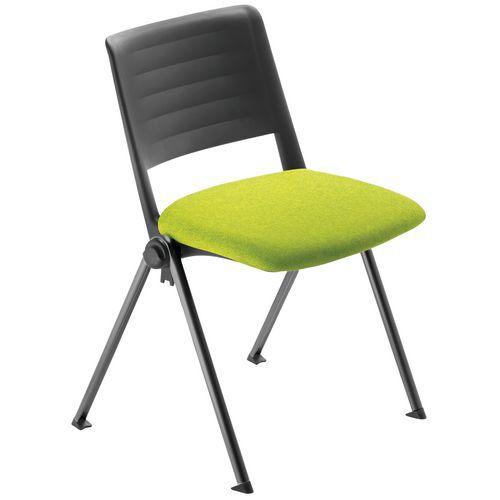 Lot 4 chaises Match piètement noir dossier polypropylène noir assise tissu anis thumbnail image 1