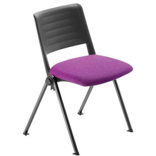 Lot de 4 chaises Match piètement noir dossier polypropylène noir assise tissu thumbnail image 1
