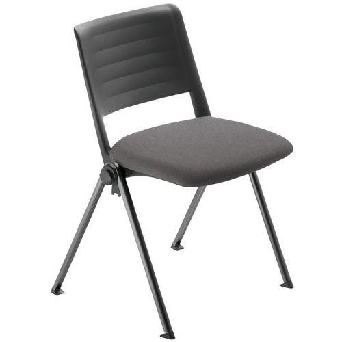 Lot 4 chaises Match piètement noir dossier polypropylène noir assise tissu gris thumbnail image 1