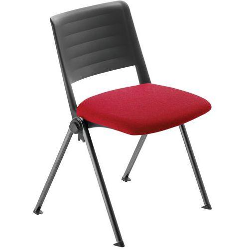Lot 4 chaises Match piètement noir dossier polypropylène noir assise tissu rouge thumbnail image 1