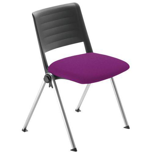 Lot de 4 chaises Match piètement alu dossier polypropylène noir assise tissu thumbnail image 1
