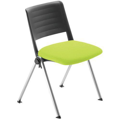 Lot 4 chaises Match piètement alu dossier polypropylène noir assise tissu anis thumbnail image 1