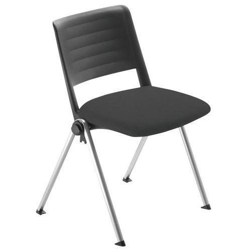 Lot 4 chaises Match piètement alu dossier polypropylène noir assise tissu noir thumbnail image 1
