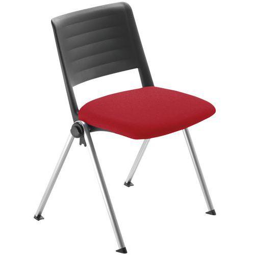 Lot 4 chaises Match piètement alu dossier polypropylène noir assise tissu rouge thumbnail image 1