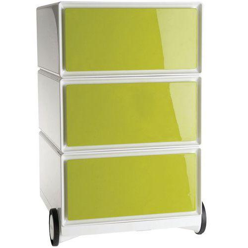 Caisson mobile Easy Office 3 tiroirs de rangement coloris blanc/vert thumbnail image 1