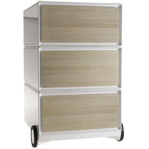 Caisson mobile Easy Office 3 tiroirs de rangement coloris blanc/hêtre thumbnail image 1