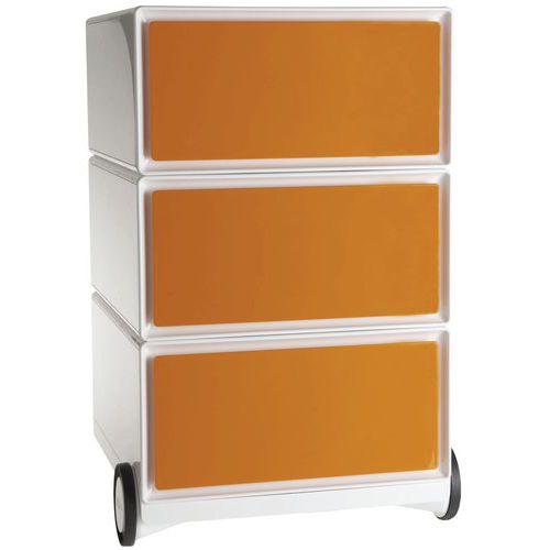 Caisson mobile Easy Office 3 tiroirs de rangement coloris blanc/orange thumbnail image 1