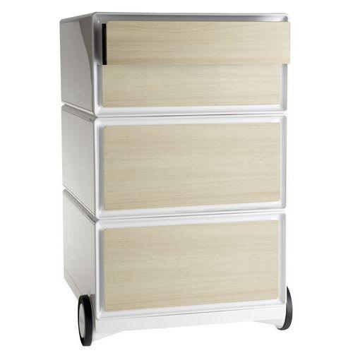 Caisson mobile Easy Office 4 tiroirs de rangements coloris blanc/hêtre thumbnail image 1